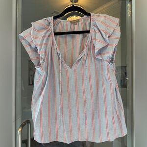 Lilla P Red and Blue Striped Blouse